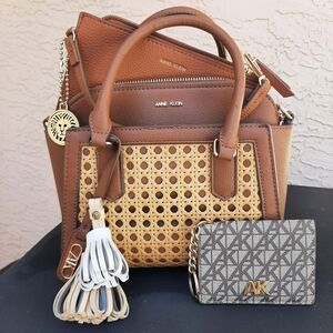 ANNE KLEIN Rattan Tote 5 Pc Set